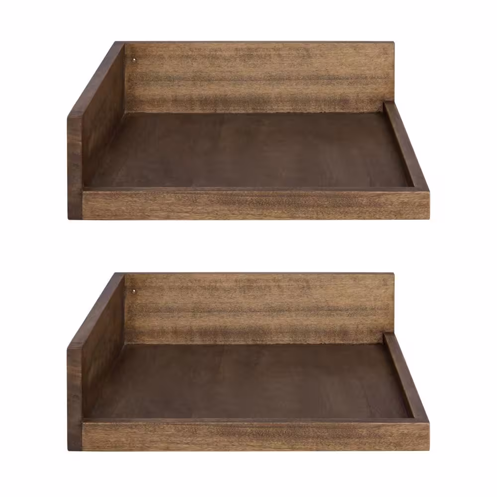 Kate and Laurel Levie 12 in. x 4 in. x 12 in. Rustic Brown Decorative Wall Shelf