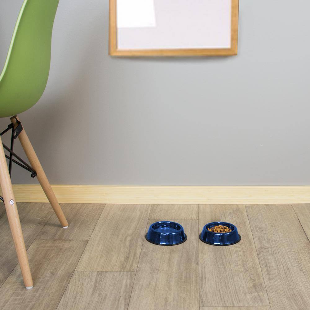 Platinum Pets 1 Cup Stainless Steel Embossed Non-Tip Cat Bowl in Blue