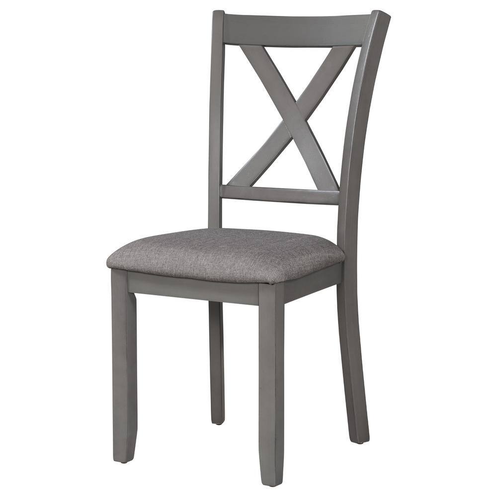 Harper & Bright Designs 6-Piece Wood Top Gray Dining Table Set with 4-Dining Chairs and 1-Bench