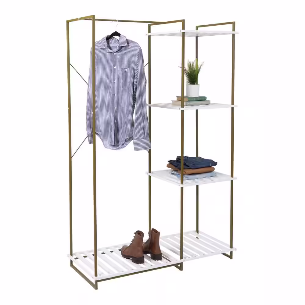 Honey-Can-Do White Steel Clothes Rack 45.2 in. W x 68 in. H