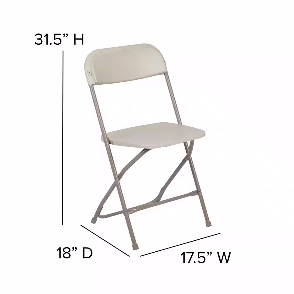 Carnegy Avenue Beige Plastic Seat with Metal Frame Folding Chair (Set of 2)
