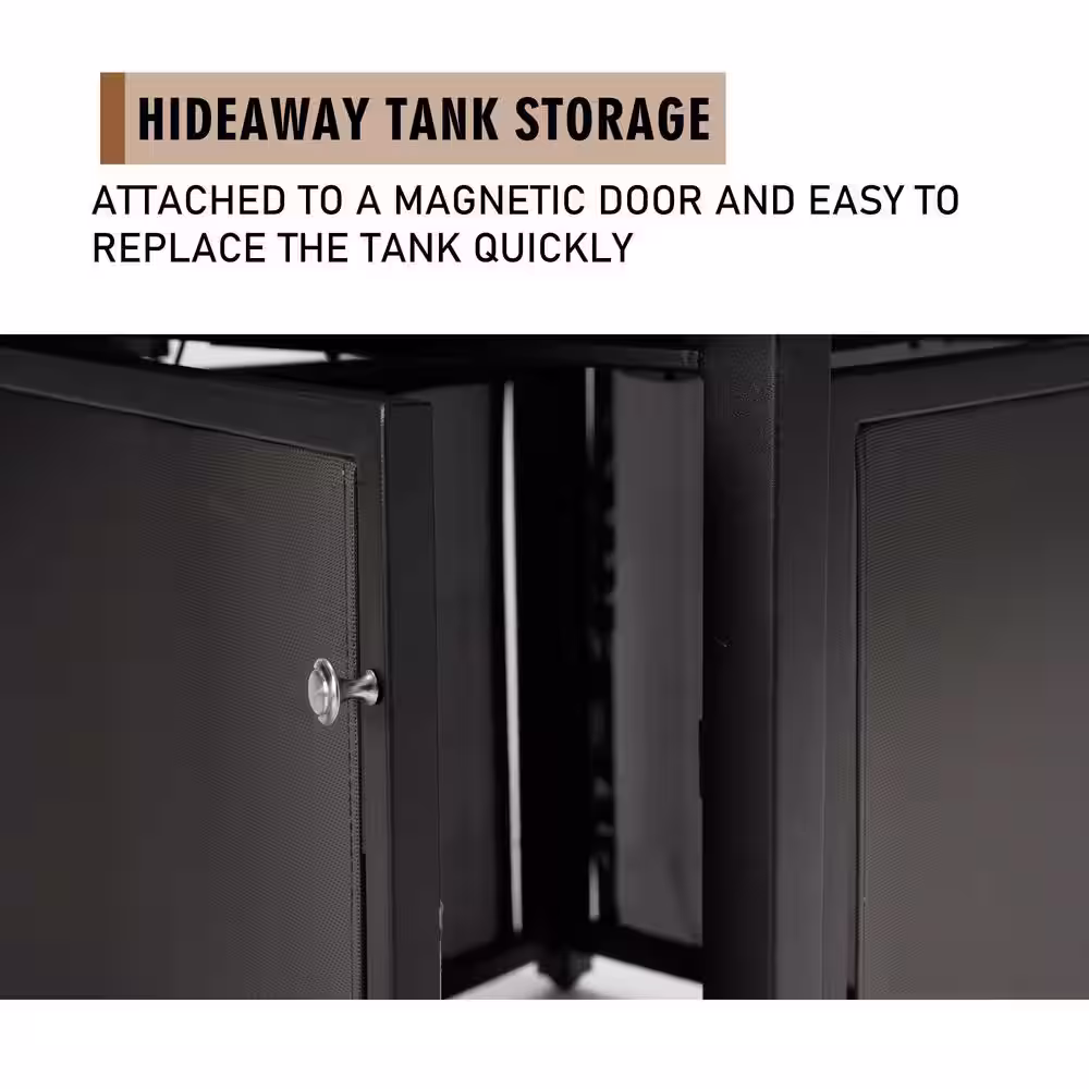 None 32 in. Square Full Iron Fire Pit Table with Table Lid