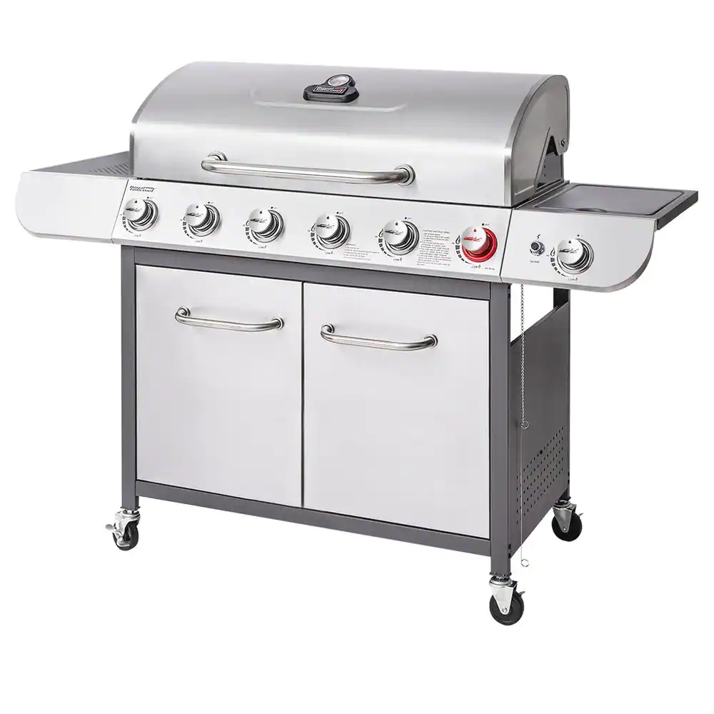 Royal Gourmet 6-Burner BBQ Stainless Steel Gas Grill with Sear and Side Burners, Liquid Propane Cabinet Style Gas Grill, 71,000 BTU