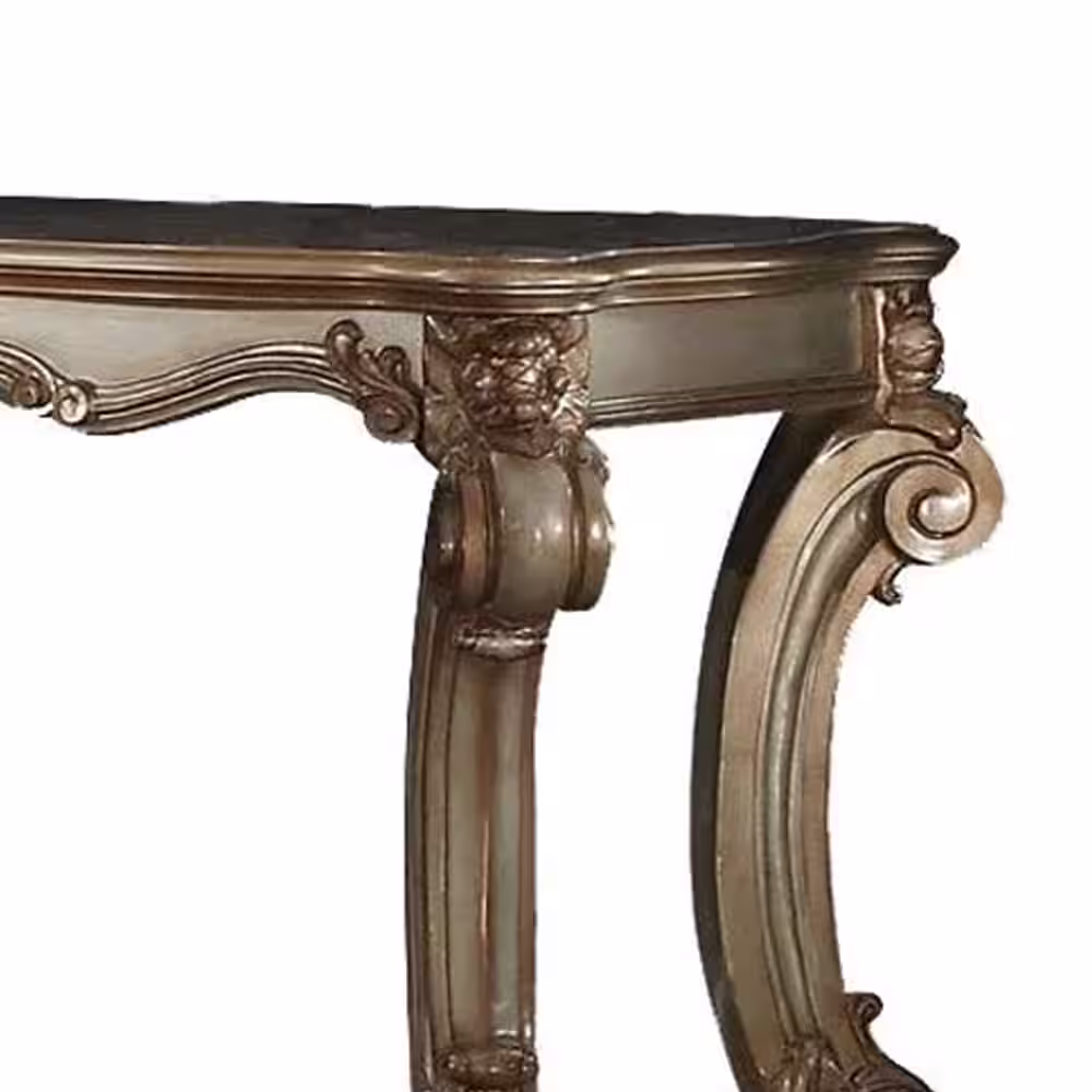 Acme Furniture Vendome 58 in. Gold Patina Standard Rectangle Wood Console Table with Shelves