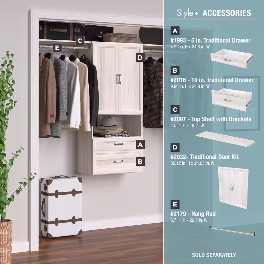 ClosetMaid Style+ 25 in. W Bleached Walnut Hanging Wood Closet Tower