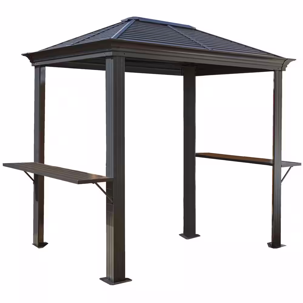 Sojag Mykonos 5 ft. x 8 ft. Dark Grey Grill Rustproof Aluminum Framed Gazebo