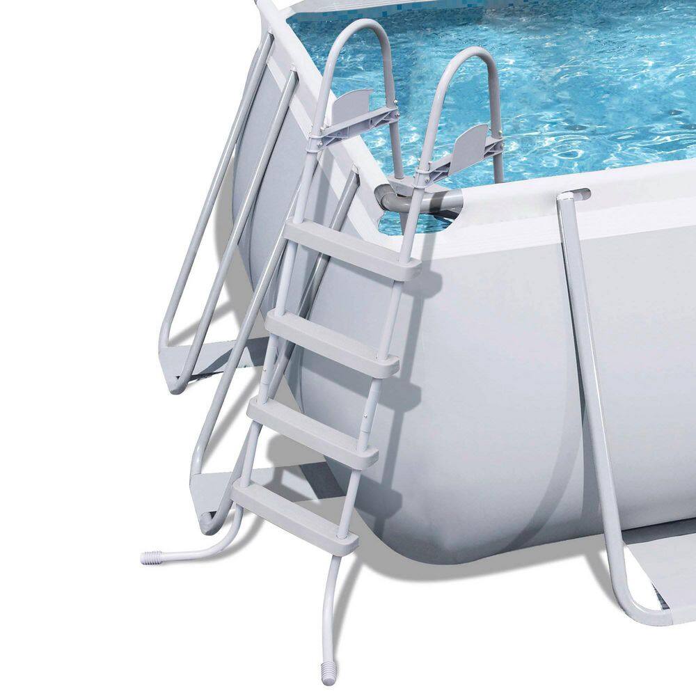Bestway 18 ft. x 9 ft. x 48 in. Rectangular Frame Above Ground Pool and Cleaning Kit