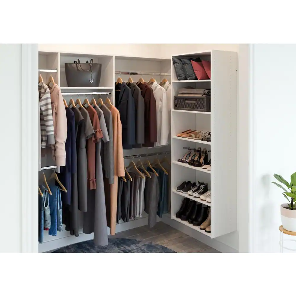 Closet Evolution 60 in. W - 96 in. W White U-Shaped Wood Closet System