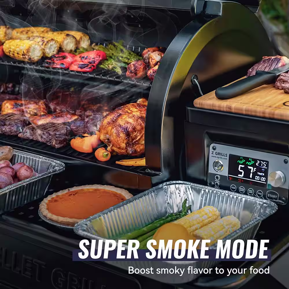 Z GRILLS 709 sq. in. Wi-Fi Wood Pellet Smart Grill and Smoker PID 2.0 in Black