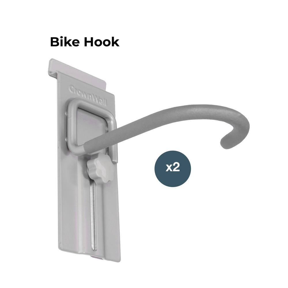 CROWNWALL Slatwall 55 lbs. Locking Bike Hook (2-Pack)