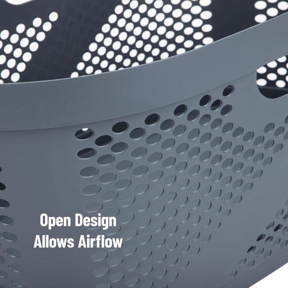 Mind Reader Basket Collection, Laundry Basket, 40 Liter (10kg/22lbs) Capacity, Cut Out Handles, Set of 2, Gray