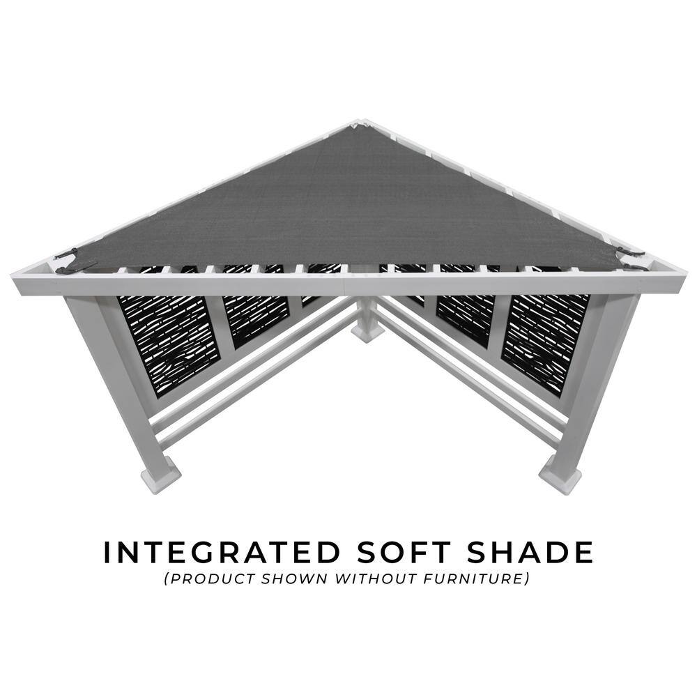 Backyard Discovery Ridgedale 8 ft. x 8 ft. White Steel Modern Cabana Pergola with Conversation Seating in Indigo