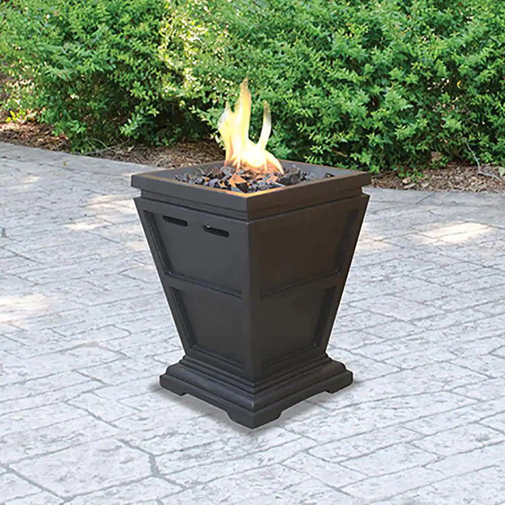 UniFlame 11 in. W x 11 in. D Tabletop LP Gas Fire Pit with Electronic Ignition and Lava Rocks