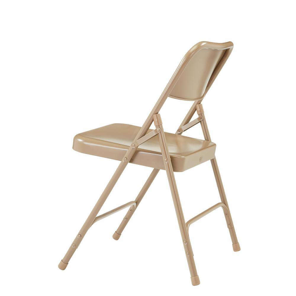 National Public Seating 200 Series Beige Premium All-Steel Double Hinge Folding Chair (4-Pack)