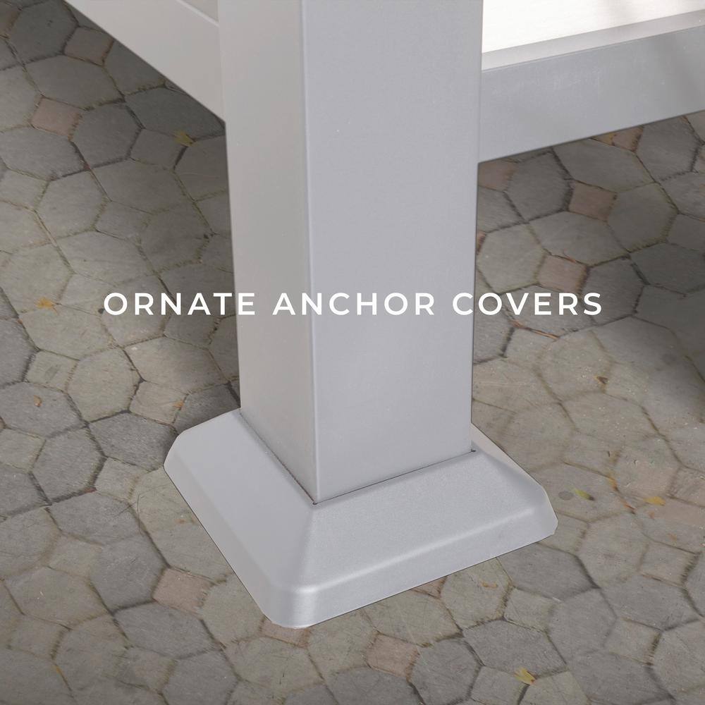 Backyard Discovery Ridgedale 8 ft. x 8 ft. White Steel Modern Cabana Pergola with Conversation Seating in Pumice