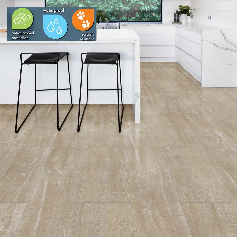 Lifeproof Buttermilk Beige 6 MIL x 12 in. W x 24 in. L Click Lock Waterproof Vinyl Tile Flooring (23.8 sqft/case)