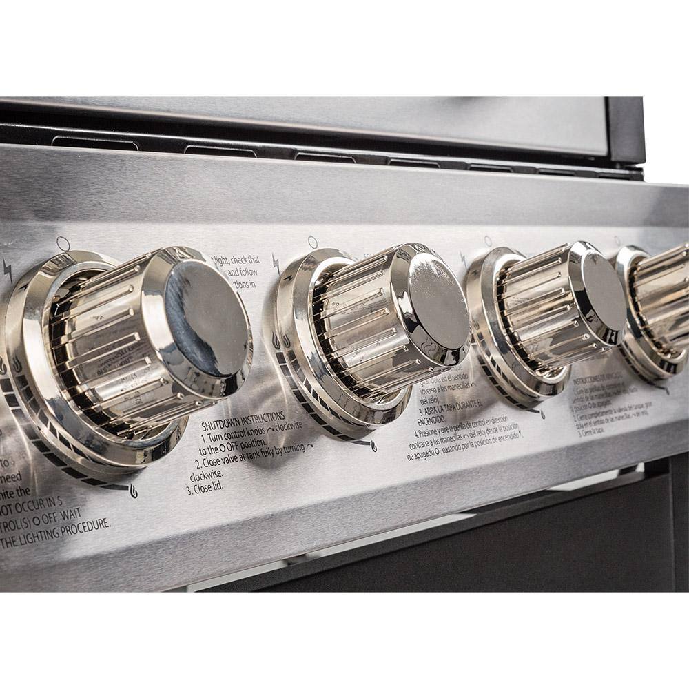 Dyna-Glo 4 Burner Open Cart Propane Gas Grill in Stainless Steel with Premium 4 Burner Gas Grill Cover