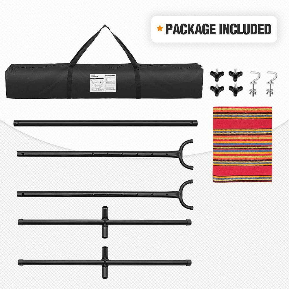 SKONYON 10 ft. Fabric Cotton Hammock Bed with Space Saving Steel Stand, Tropical (450 lbs. Capacity- Premium Carry Bag Included)