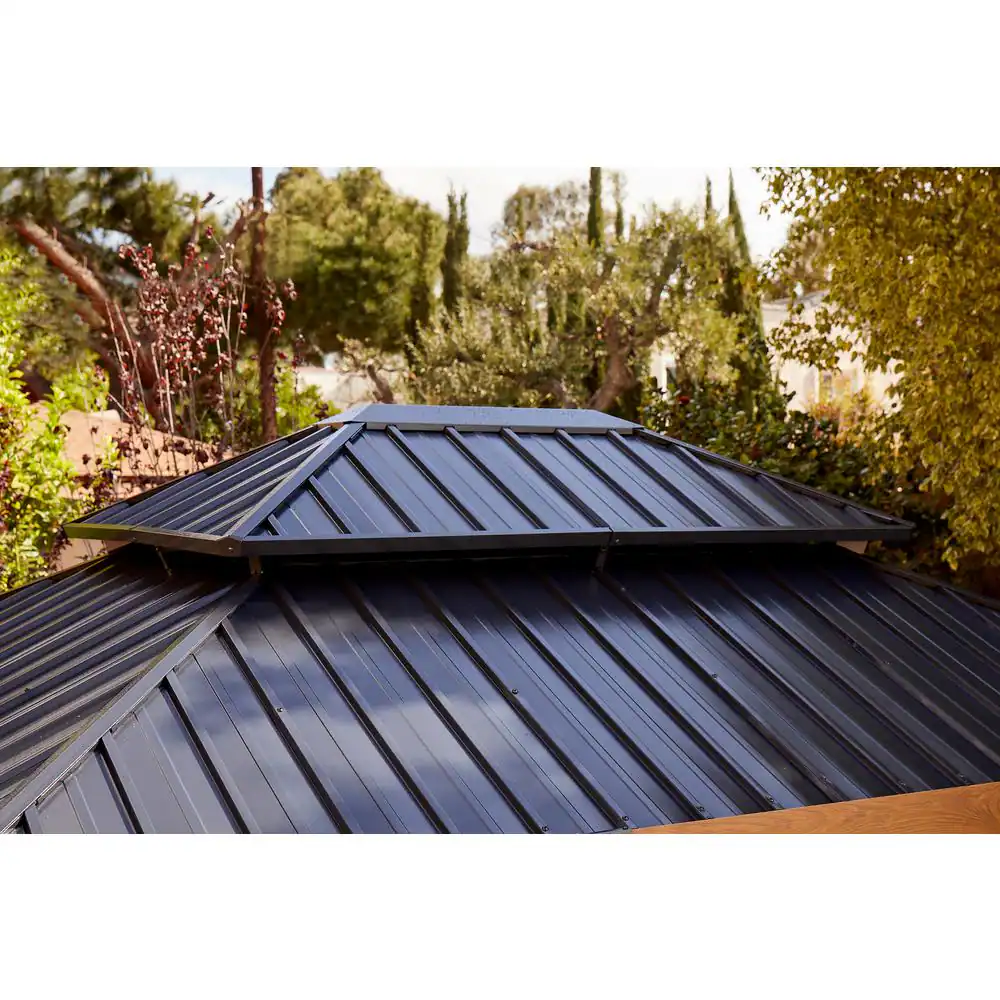 Sojag Fontana 10 ft. x 12 ft. Double Roof Wood Effect Rustproof Aluminum Framed Gazebo