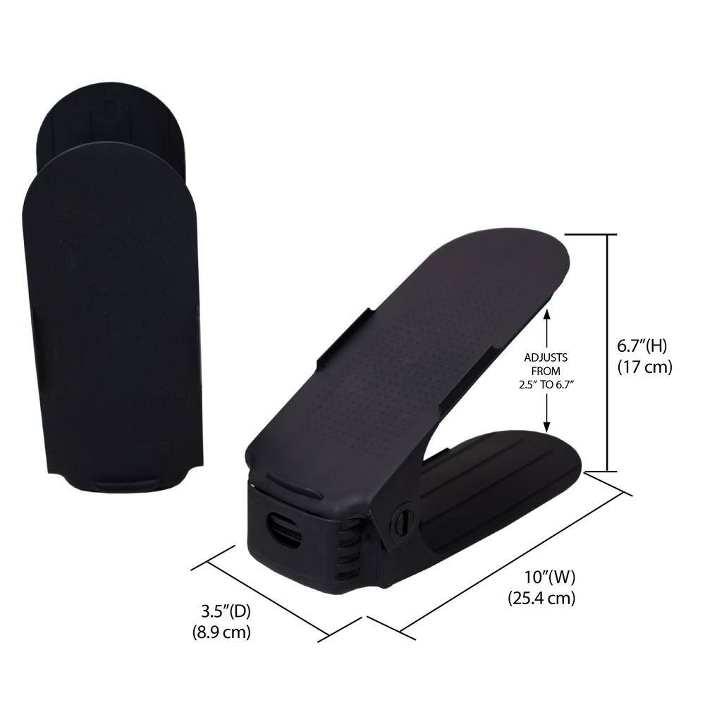 Home Basics 3.5 H 2-Pair 2-Tier Black Plastic Shoe Rack