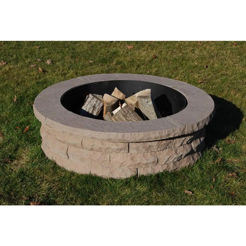 Nantucket Pavers Ledgestone 47 in. x 14 in. Round Concrete Wood Fuel Fire Pit Ring Kit Brown