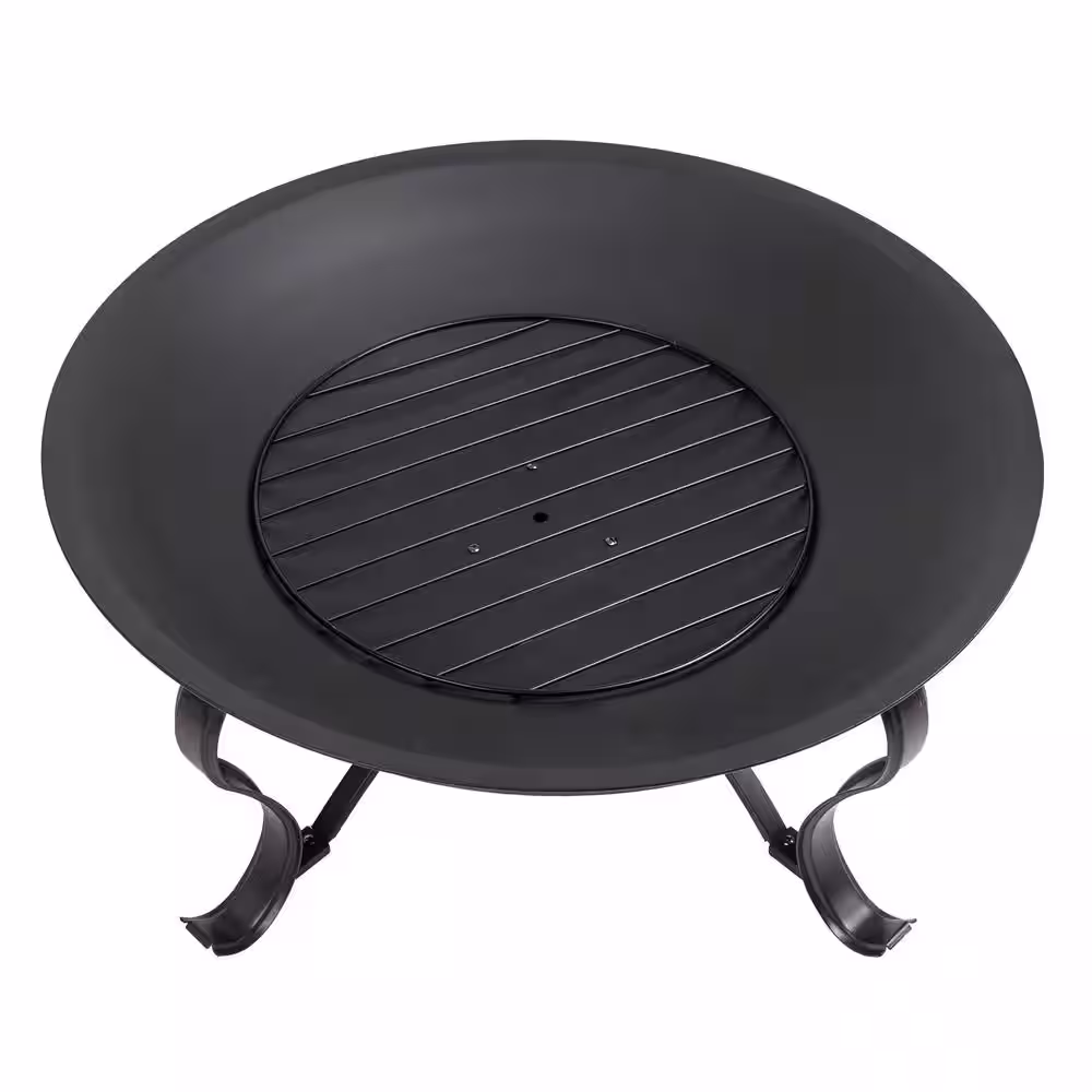 Hampton Bay Sadler 30 in. x 19 in. Round Steel Wood Burning Fire Pit in Rubbed Bronze