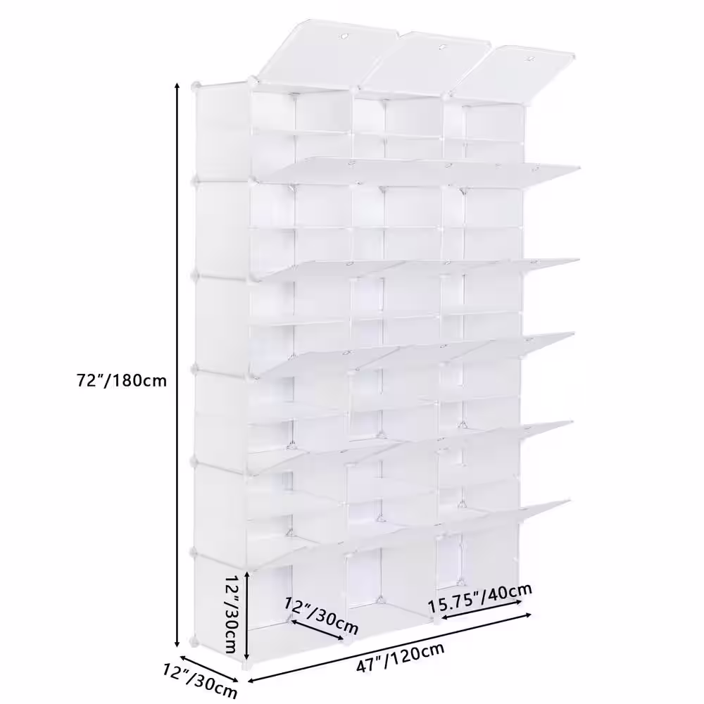 None 70.87 in. H 66-Pair White Shoe Rack