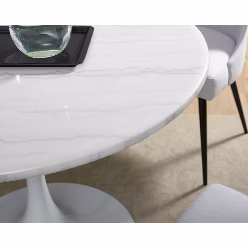 Steve Silver Colfax White Marquina Marble Dining Table