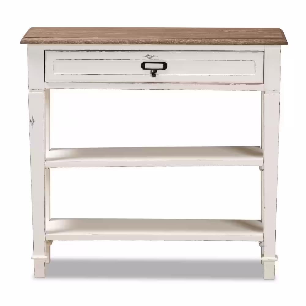 Baxton Studio Dauphine 32 in. White Rectangle Wood Console Table with Drawers