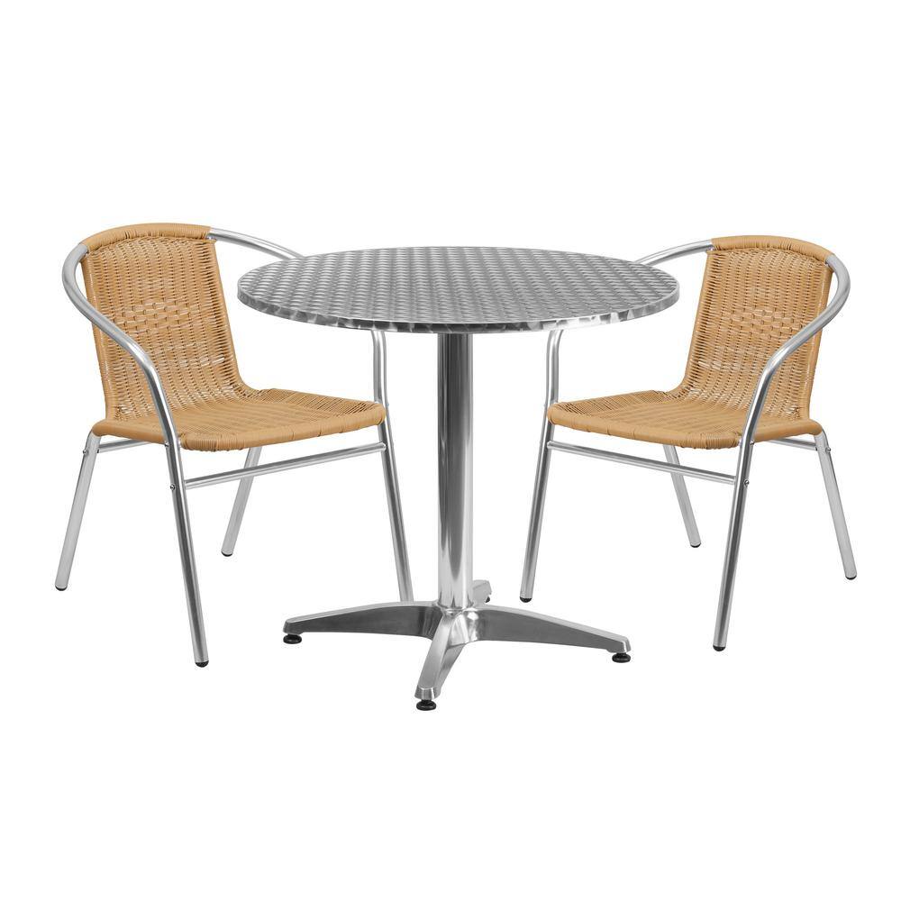 Carnegy Avenue Gray 3-Piece Metal Round Outdoor Bistro Set