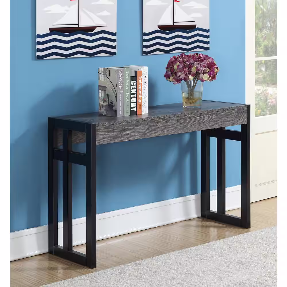 Convenience Concepts Monterey 50 in. Weathered Gray/Black Standard Rectangle Wood Console Table