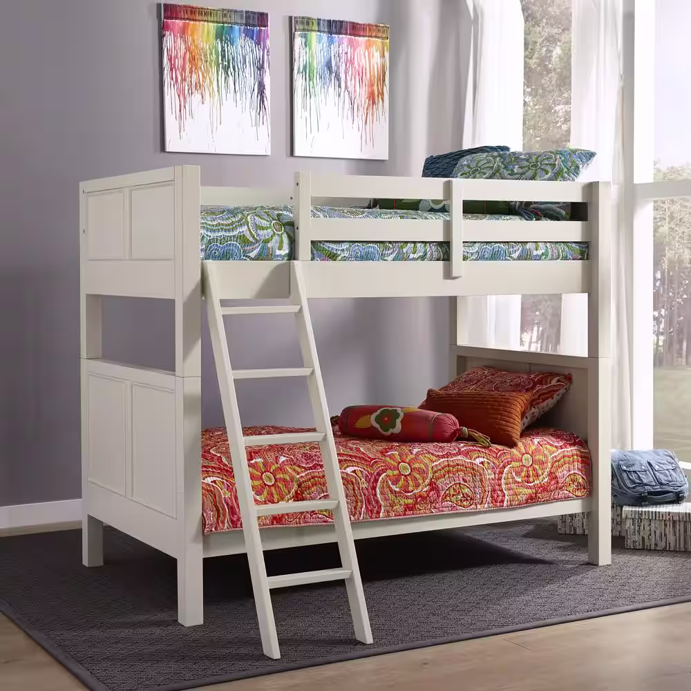 HOMESTYLES Naples Off White Twin Over Twin Bunk Bed