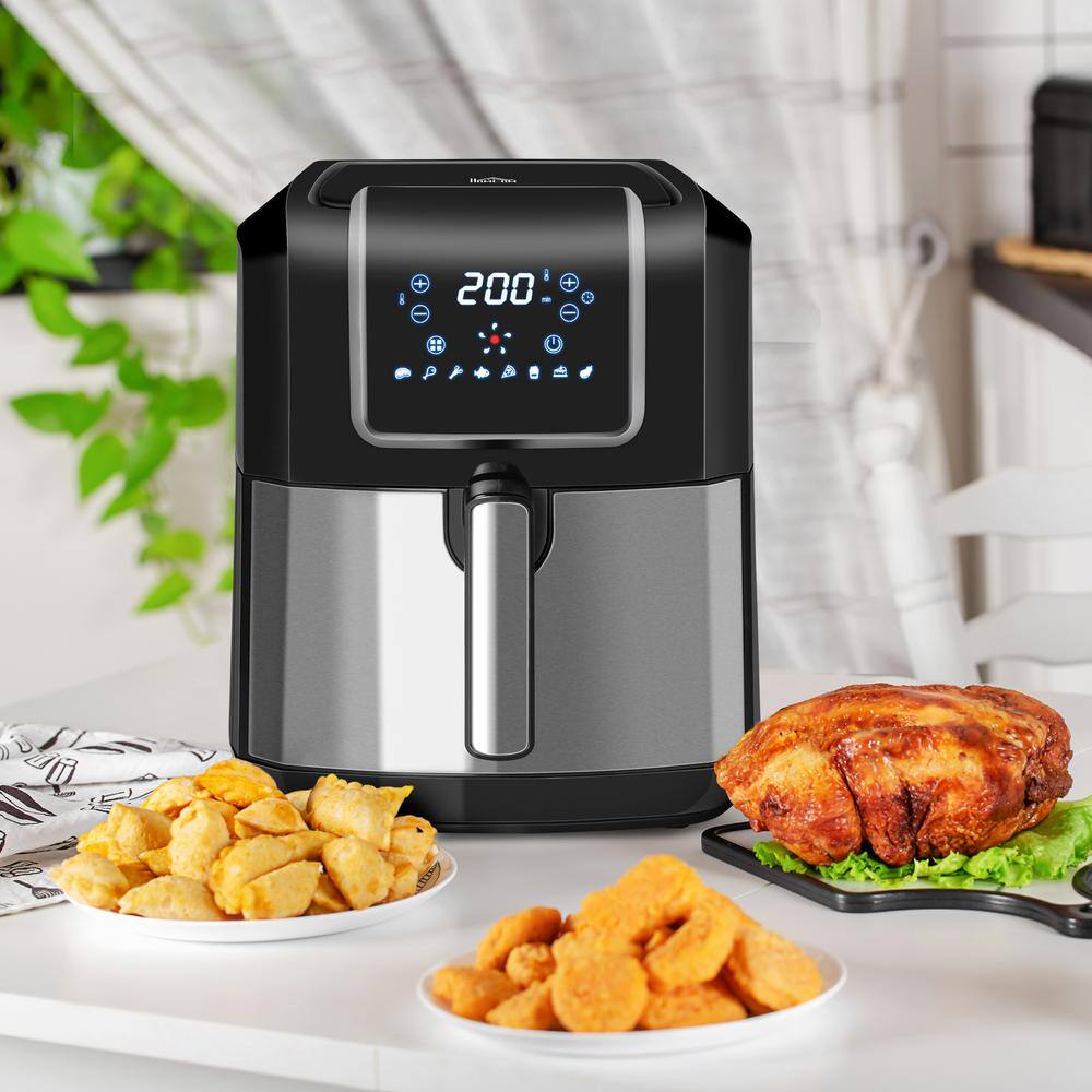 HOMCOM 1700-Watt 6.9 qt. Black Air Fryers Oven with Digital Display, 360Â° Air Circulation, Adjustable Temperature, Timer