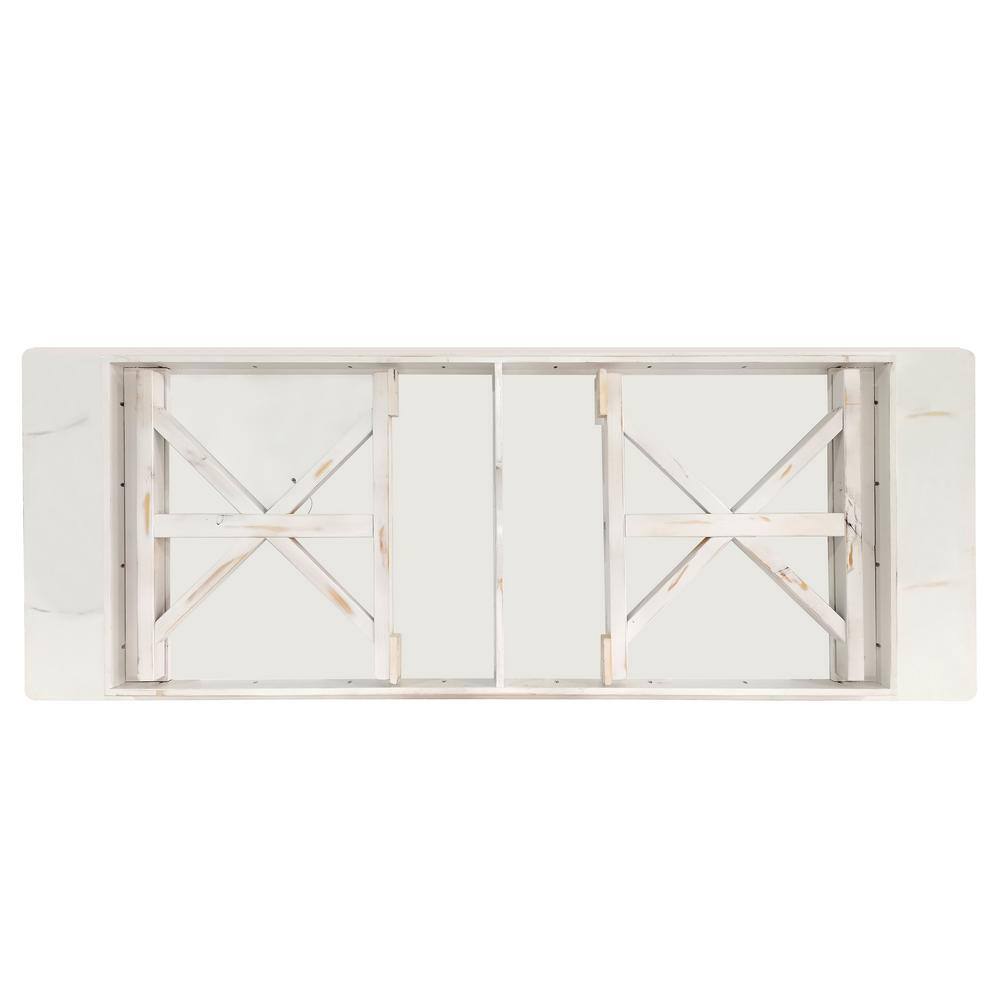 Carnegy Avenue 108 in. Rectangle Antique Rustic White Wood with Wood Frame and Trestle Base Dining Table (Seats 10)