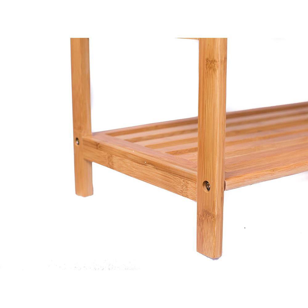 BirdRock Home 20.1 in. H 9-Pair 3-Tier Bamboo Free Standing Shoe Rack with Handles