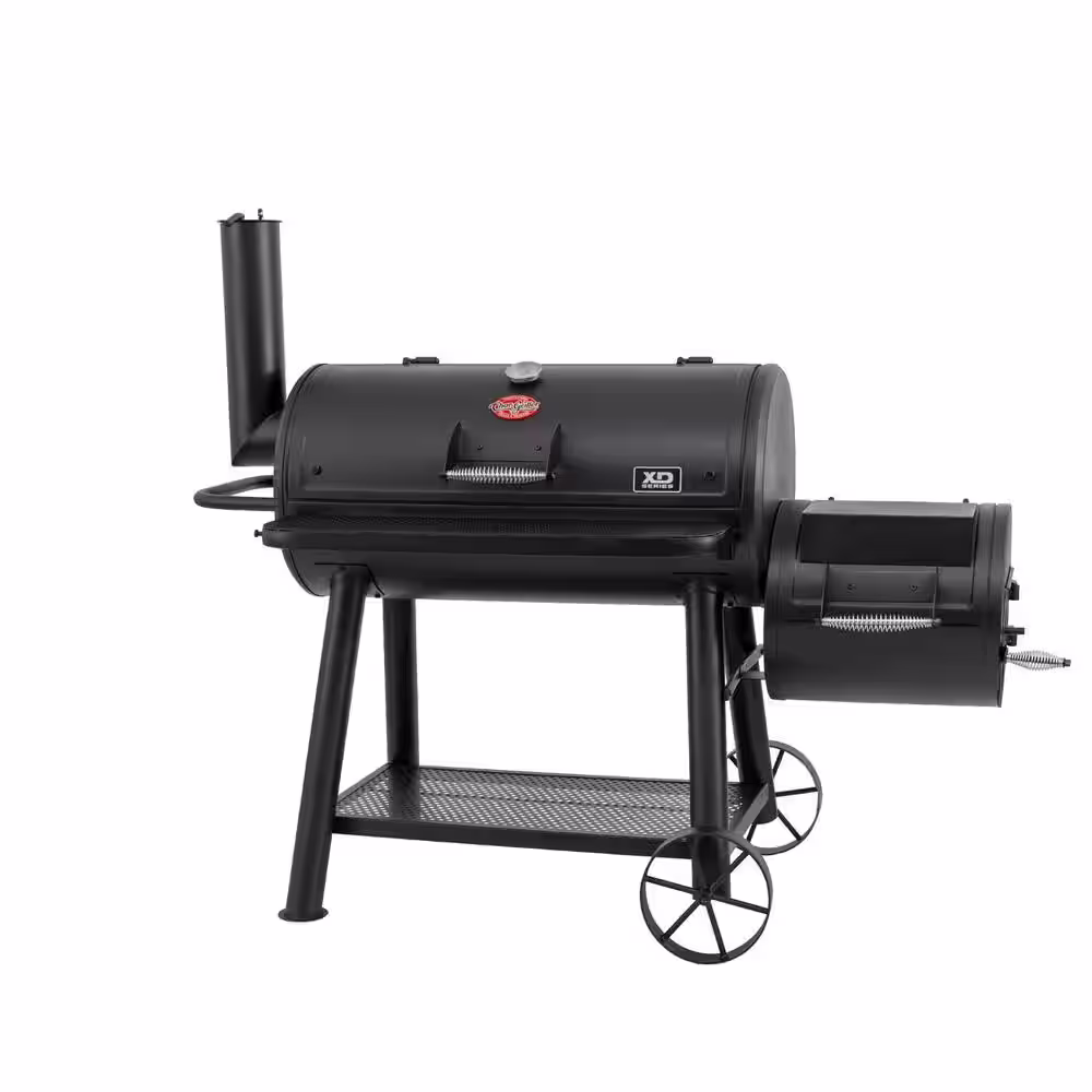 Char-Griller Grand Champ Charcoal Grill and Offset Smoker in Black