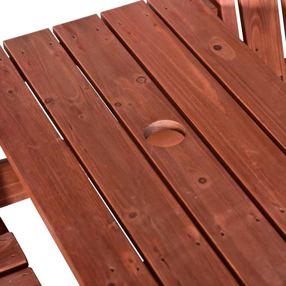 Outsunny 3-Piece Wooden Patio Conversation Set Garden Bench with Middle Table and Natural Weather-Fighting Materials