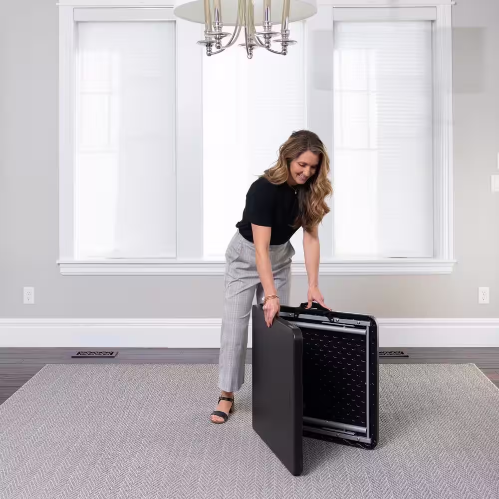 Lifetime 4 ft. One Hand Adjustable Height Fold-in-Half Table; Black