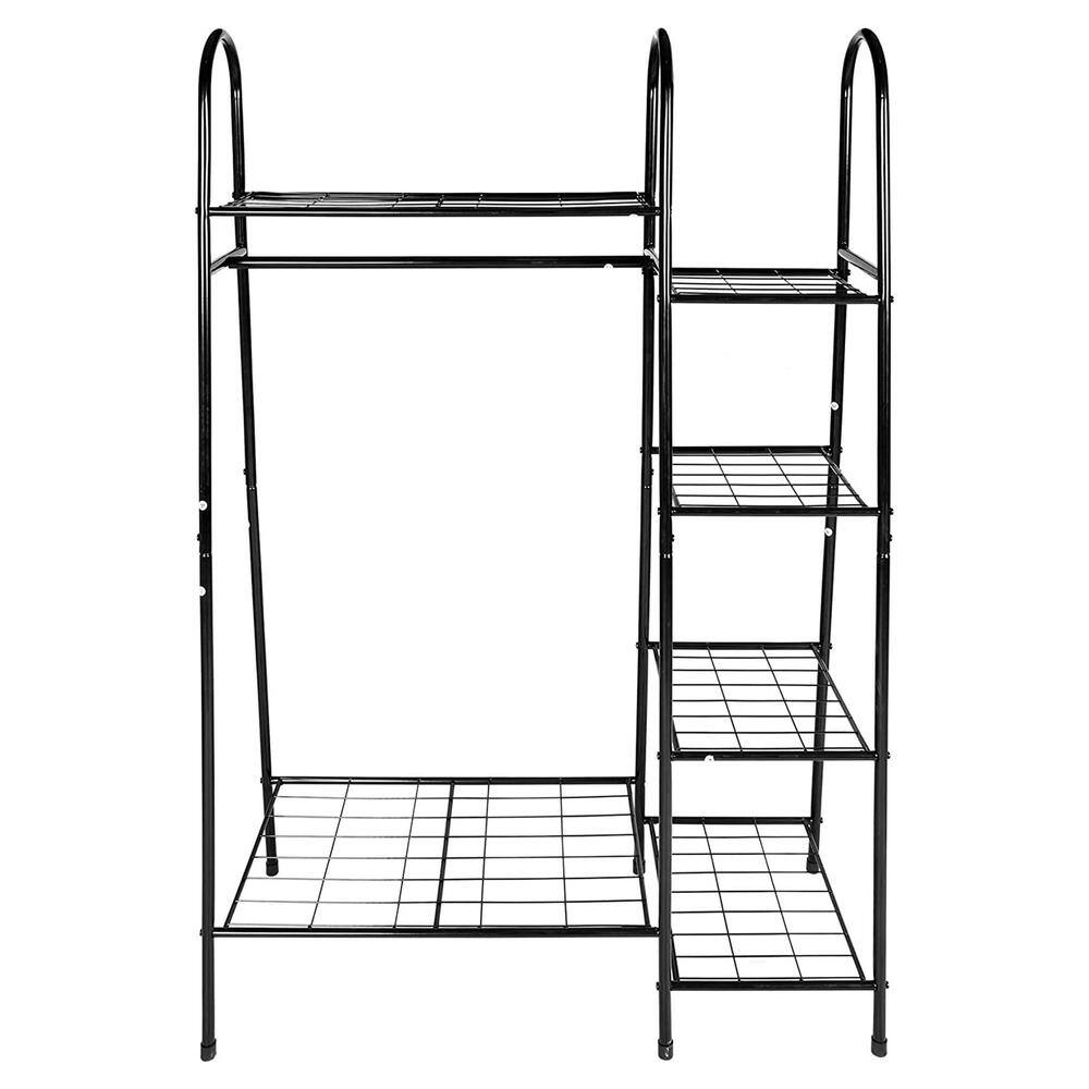 None Black Metal Garment Clothes Rack with 4 Tiers Shelves 37 in. W x 59 in. H
