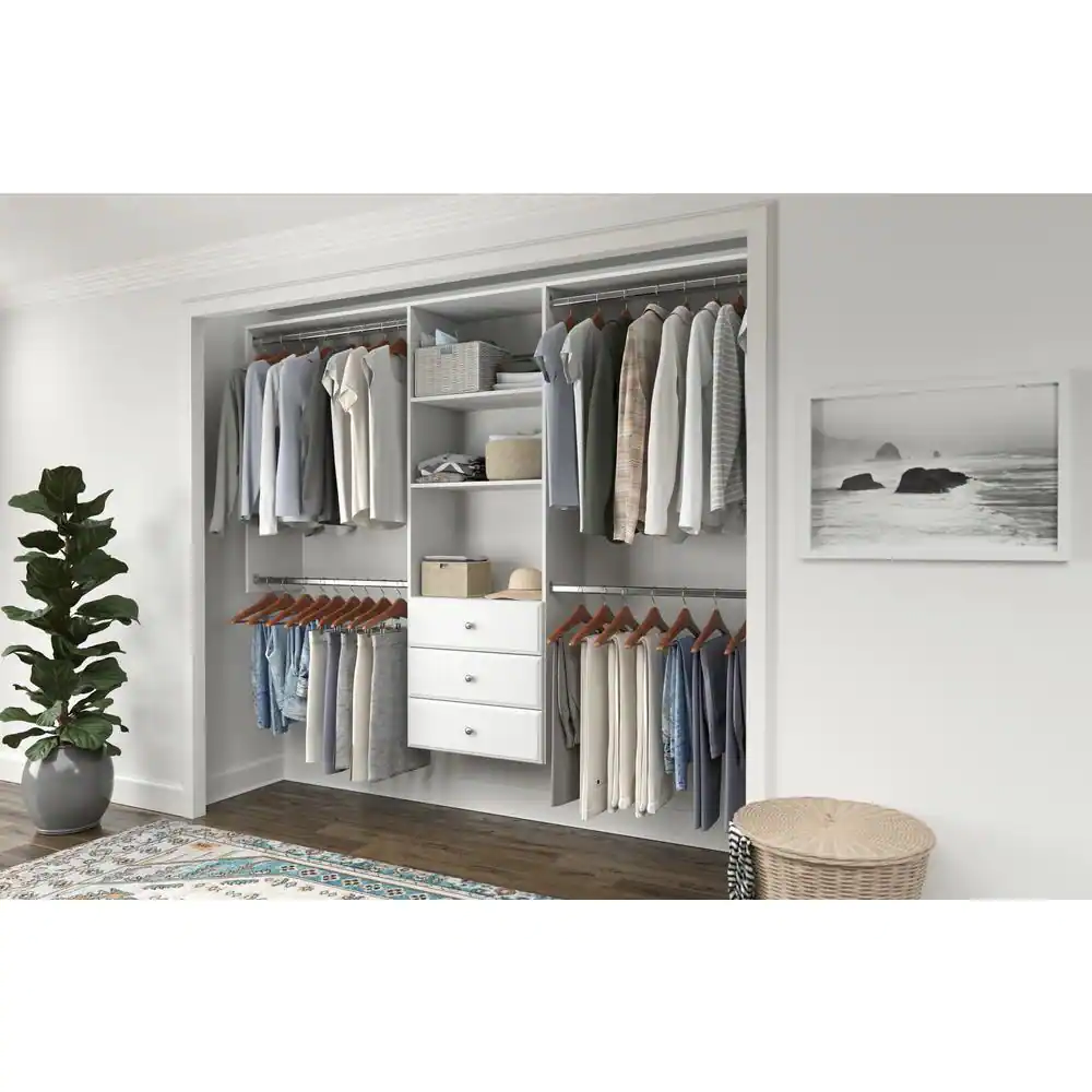 Closet Evolution Premium 60 in. W - 96 in. W White Wood Closet System