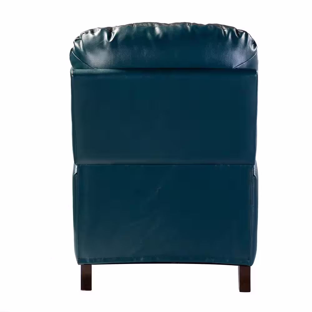 None Ernesto Turquoise Genuine Leather with The Wooden Armrest Recliner