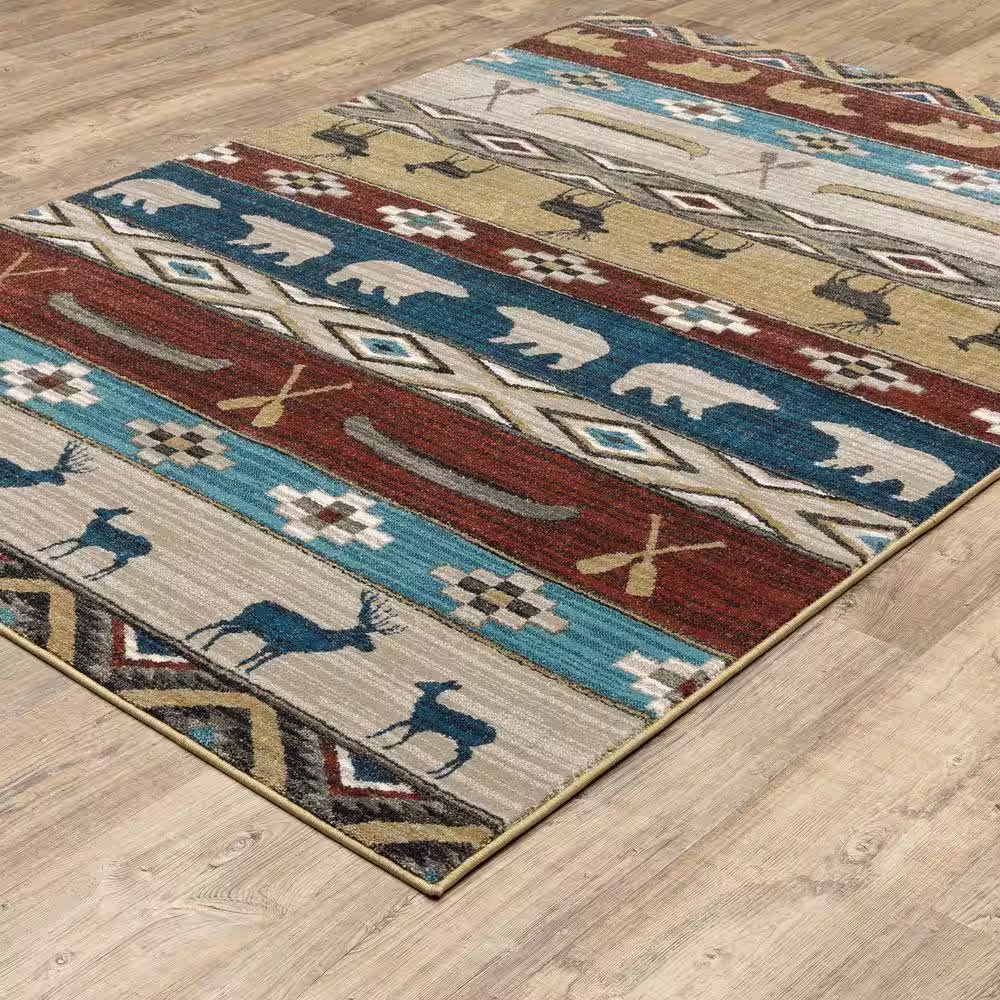 None Bazaar Aspen Multi 5 ft. 3 in. x 7 ft. 3 in. Lodge Area Rug
