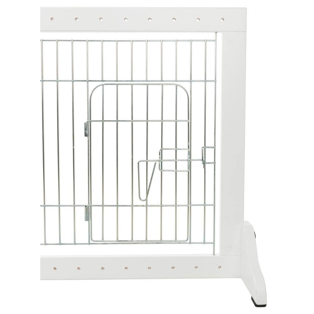 TRIXIE Adjustable Freestanding Pet Gate : Width Expands 40 in. to 71 in. : Lightweight : White