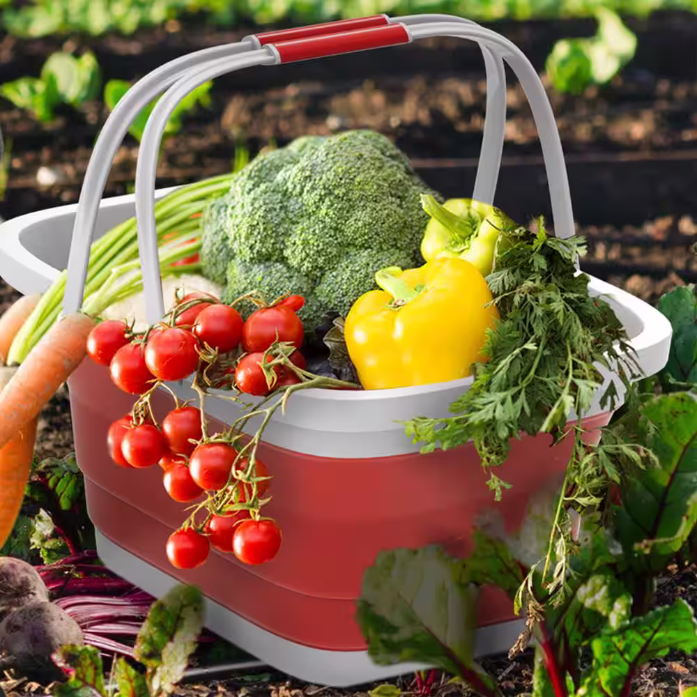 Trademark Home Red Collapsible Plastic Handbasket (Set of 2)