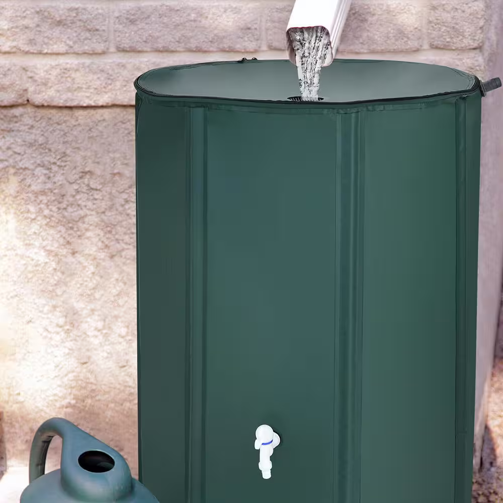 Gymax 100 Gal. Portable Rain Barrel Water Collector Collapsible Tank with Spigot Filter
