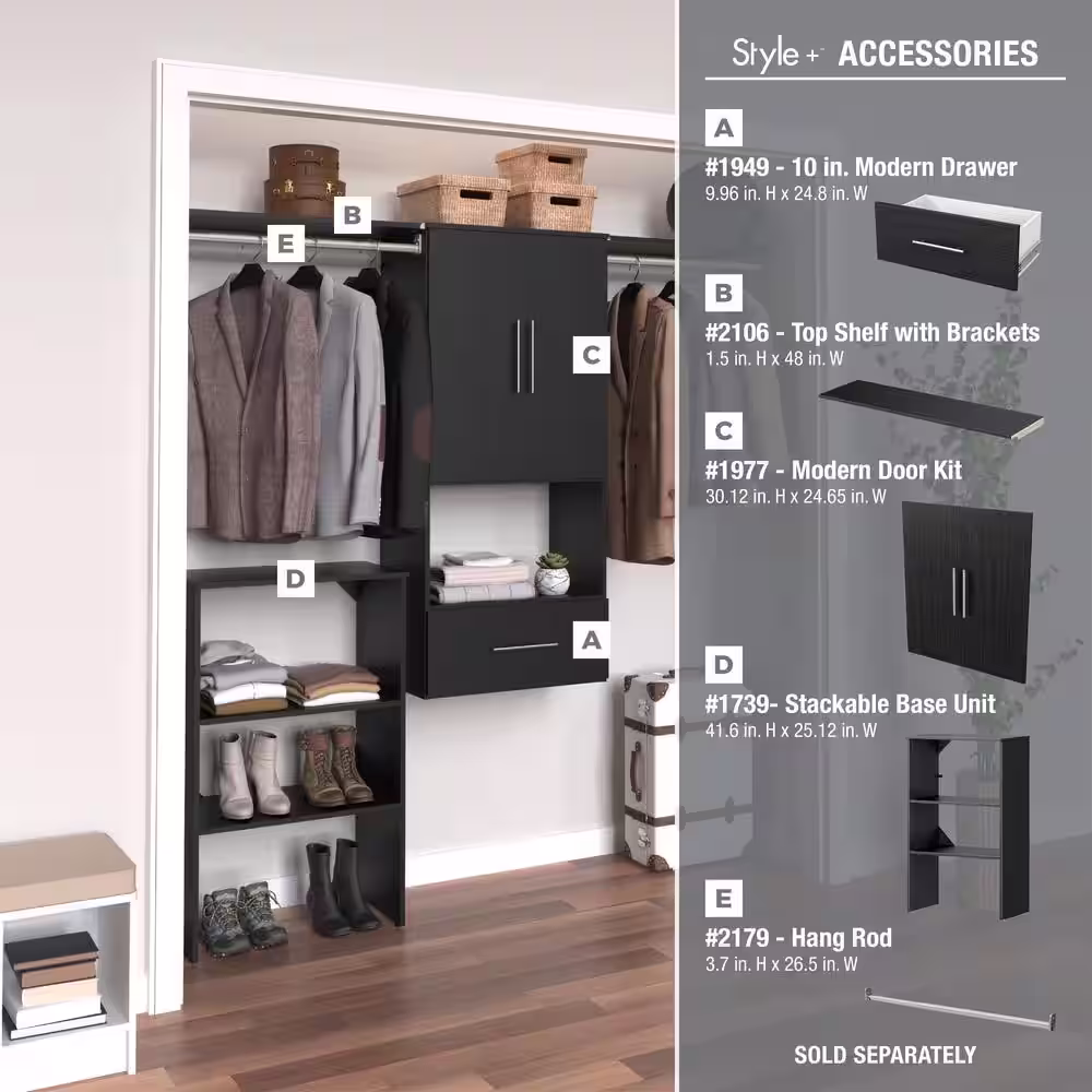 ClosetMaid Style+ 25 in. W Noir Hanging Wood Closet Tower