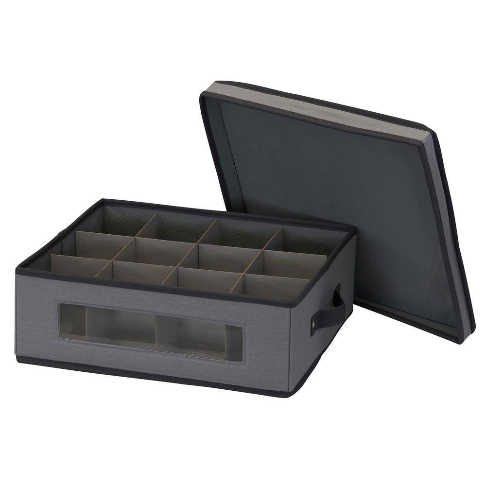 HOUSEHOLD ESSENTIALS China Cup Chest with 12 Storage Compartments in Gray