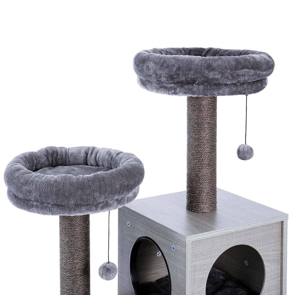 Foobrues 55.5 in. H Modern Cat Tower with 2 Super Large Condo, Sturdy Scratching Posts and Removable Soft Perches