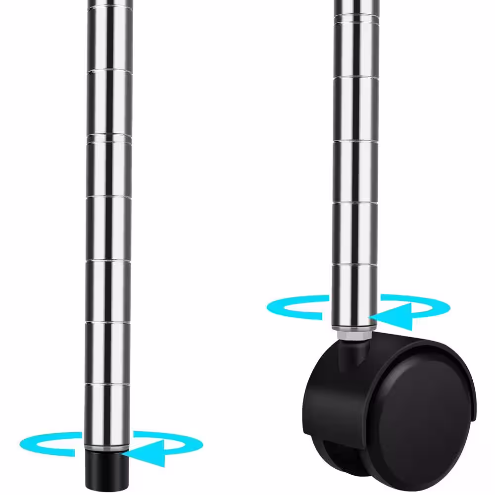 None 14 in. x 36 in. x 54 in. Silver Heavy Duty Metal Garage Shelves with Detachable Wheels