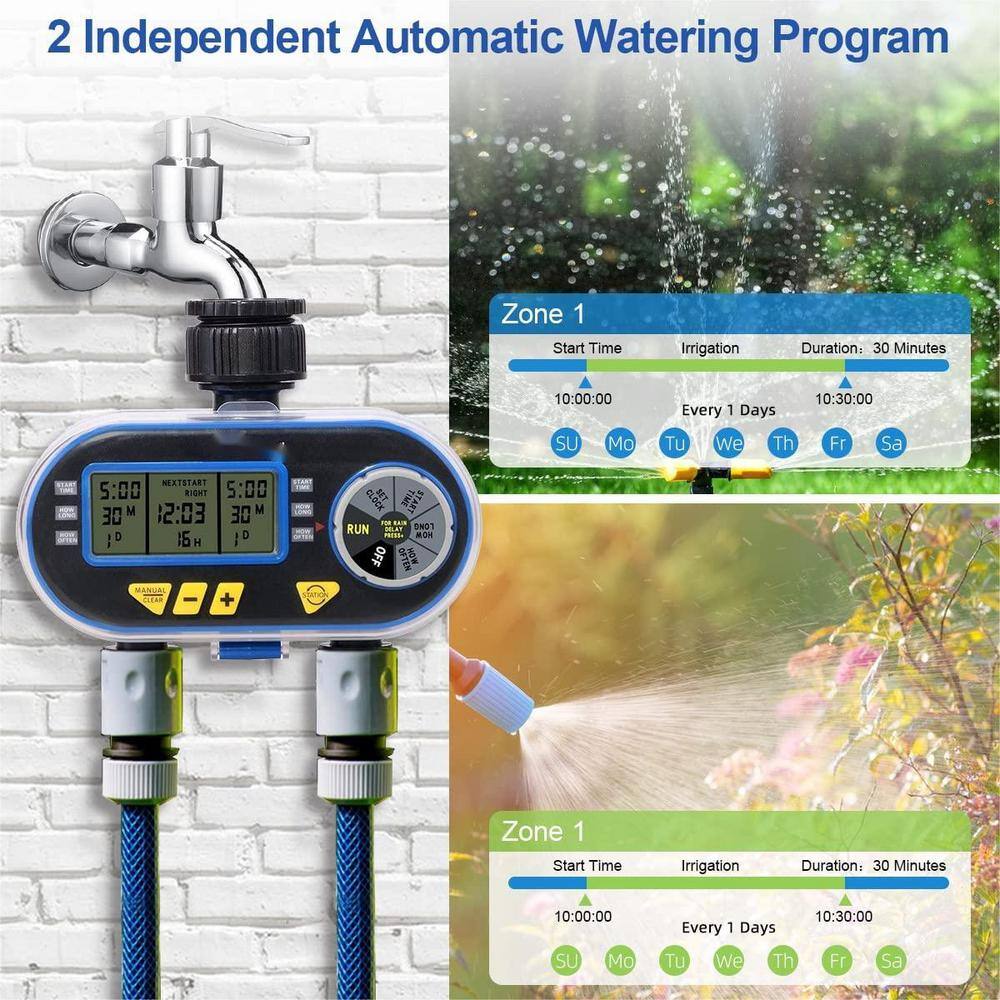None Outdoor Water Timer for Garden Hose, Sprinkler Timer, Programmable Hose Timer with Rain Delay/Manual